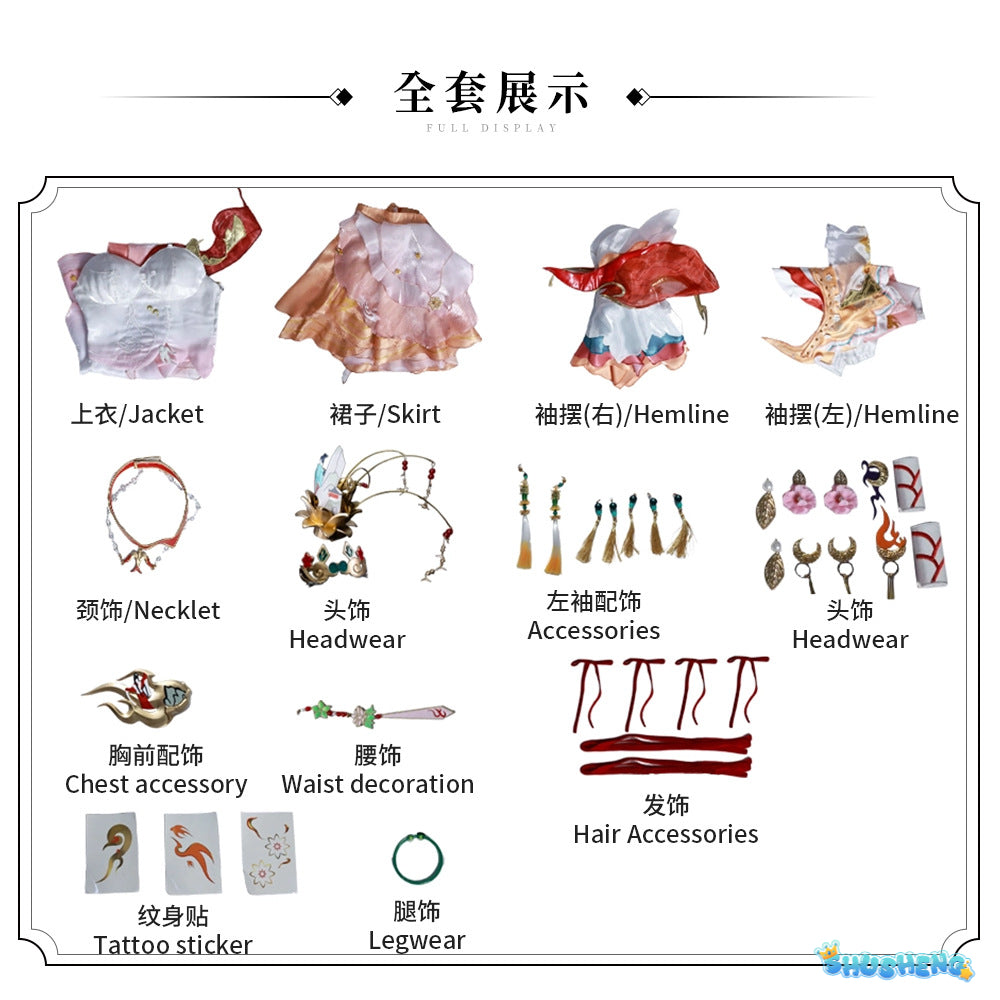 New Honor Of Kings Xi Shi Cosplay Costumes Dress Skirt Necklace Crown To Choose For Game Party Custom Made