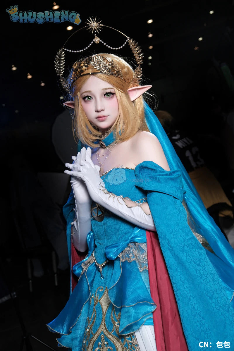 Zelda Cosplay Costume Halloween party wig Elf ears Accessories gorgeous cute Lolita dress Zelda princess Woman set