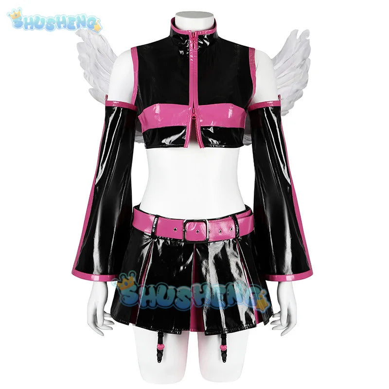 Lilysa Amano Liliel Cosplay Costume Wig Skirt Anime 2.5 Dimensional Seduction Uniform Wings Headwear Halloween Party for Women