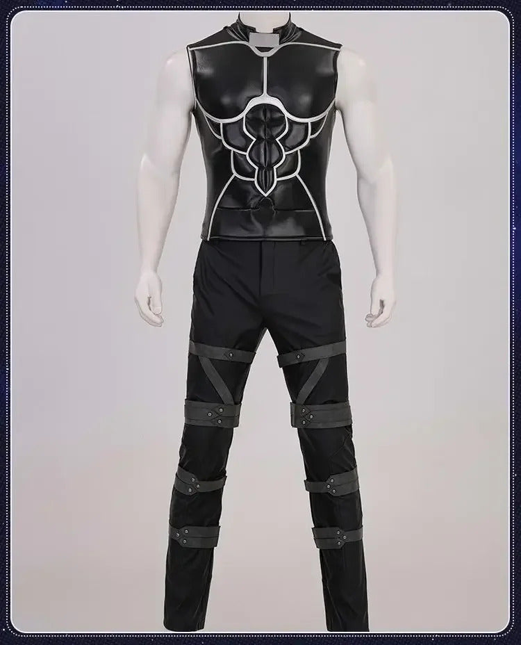 Anime Fate/stay nigh EMIYA Cosplay Arche Costume Black leather top apron pants set Halloween party handsome men women uniform