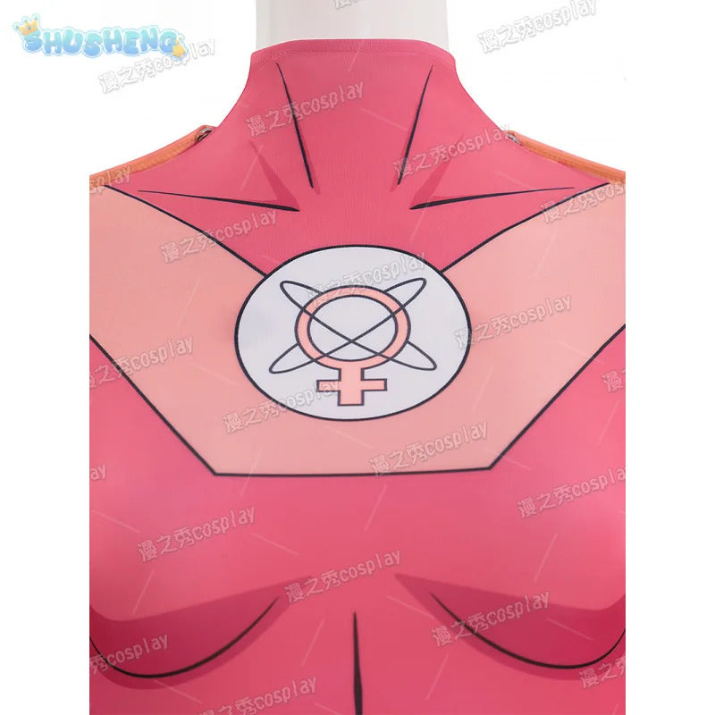 Movie Atom Eve cosplay invincible costume jumpsuit cloak socks shoe set Halloween Party pink Women tight fitting uniform xs-xxxl