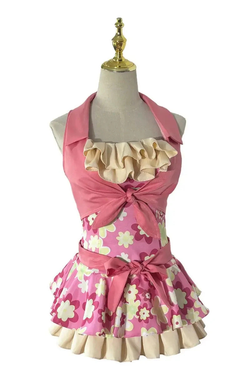 Anime Hoshimiya Ichigo Aikatsu!Cospaly Costume Halloween pink sweet dress vest belt prop set beach women New swimsuit uniform