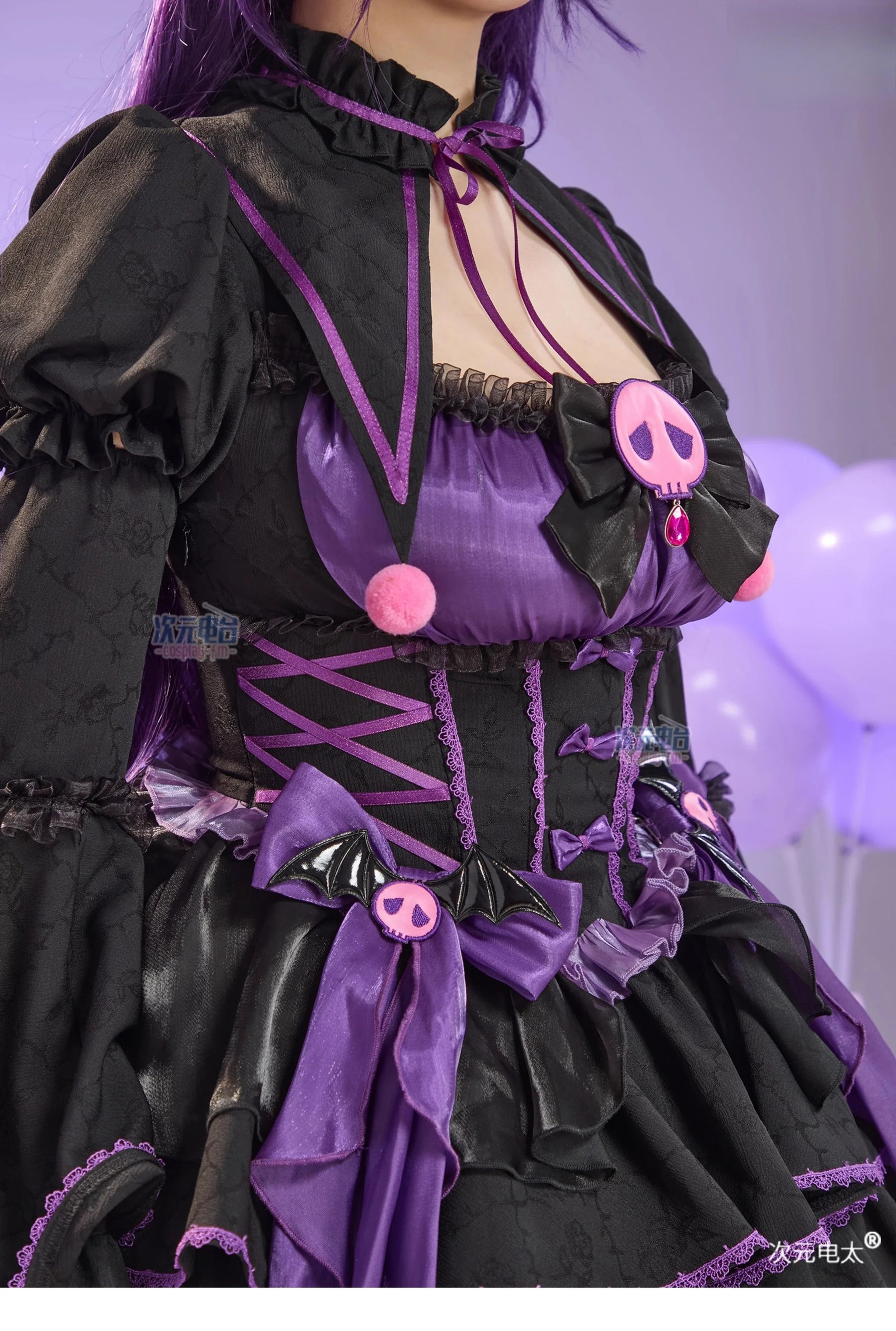 Anime Kuromi Cosplay The little witch Costume Halloween Carnival Sweet Lolita Dress Hat Accessories Socks Prop Kuromi Gothic Set