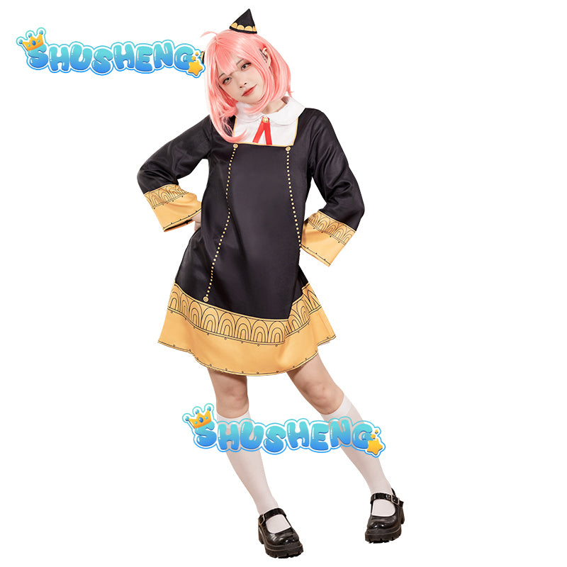 Anya Forger Cosplay Anime SPY X FAMILY Anya Forger Cosplay Costume Dress Wig Girls Women Uniform Halloween Costumes