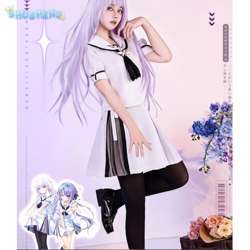 Summer Pockets Naruse Shiroha Sorakado Ao Cosplay Costume Halloween Sweet JK Dress Hair Accessories Socks Top Uniform Woman Set