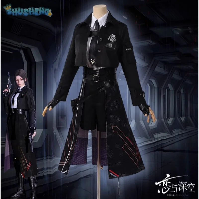 Shusheng-R Love and Deepspace Heroine Cosplay Costume Halloween combat suit including gloves outerwear shirt tie men women handsome set