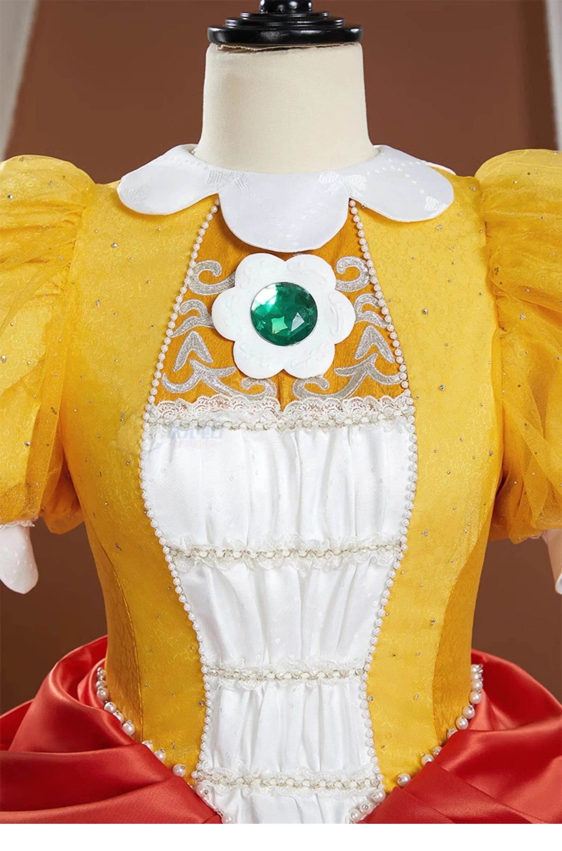 Shusheng-R Princess Daisy Cosplay Super Cos Bros Daisy princess Costume Halloween Party Gorgeous Dress Prop crown Women Sweet New Set