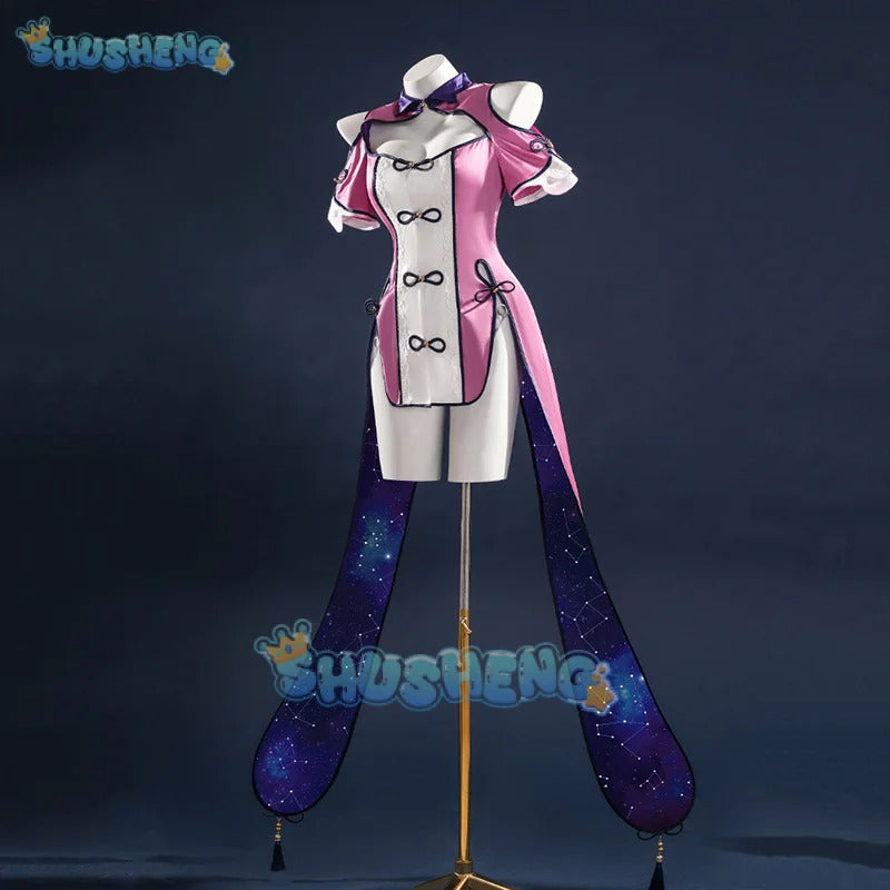 Shusheng-R Anime Date A Live Mukuro Hoshimiya Cosplay Costume Dress Spirit Form Outfit Lilac White Astral Qipao Halloween for Women Girls