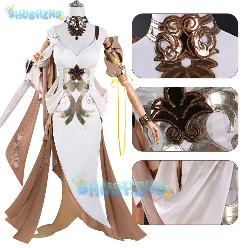 Honkai Star Rail Aglaea Cosplay Costume Dress Headwear Rings Amphoreus The Goldweaver Halloween Party Women Props Carnival