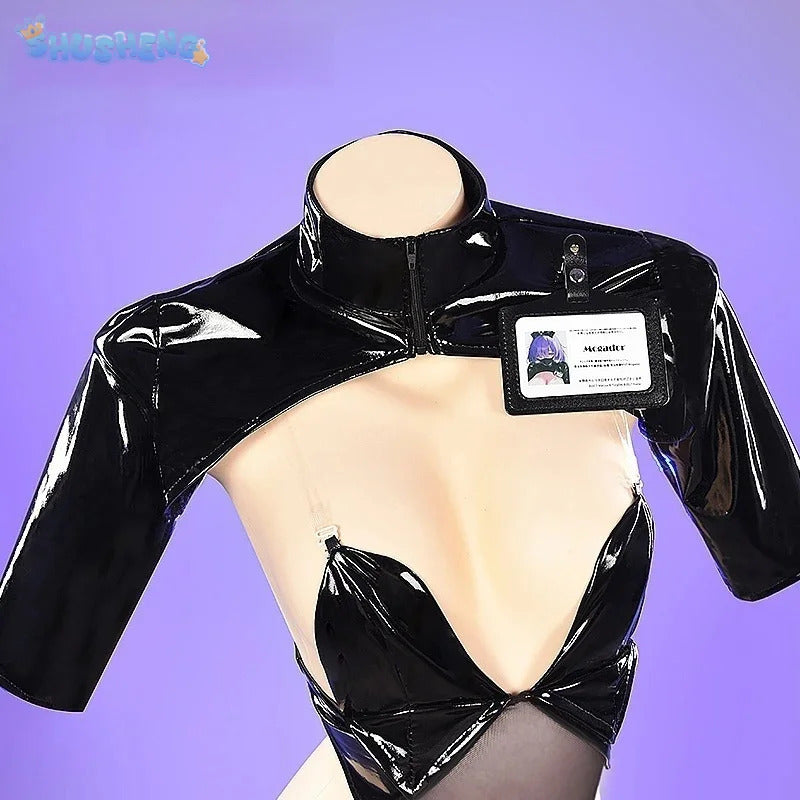 Game Sur Lane Mogador MNF Cosplay Costume Halloween party sexy black leather jumpsuit uniform accessories wig props women's set