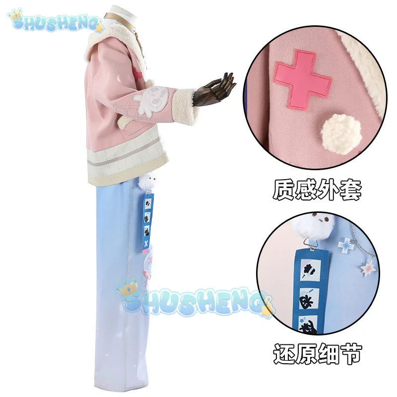 Game Nu:Carnival Blade Cosplay Costume Uniform Halloween Carnival Party Christmas Play Role Pink Coat Pants Hat Full Set for Men