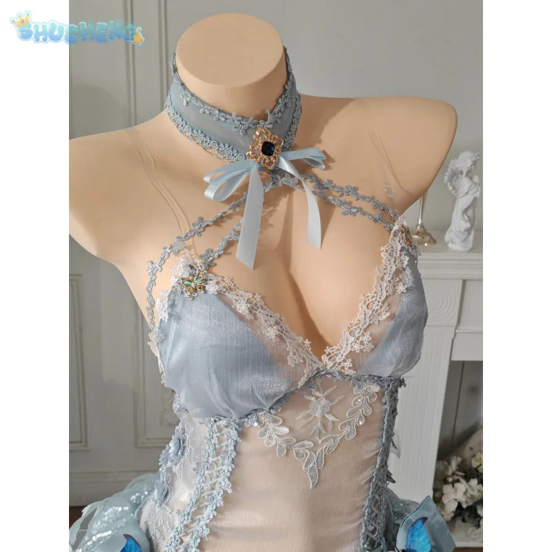 Anime HMS Cheshire Azur Lane Cosplay Costume Women 2025 New Wedding Long Dress Headwear Gloves Props Wig Uniform Halloween Set