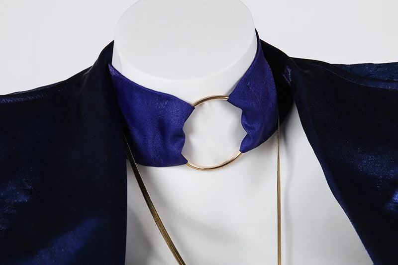 Game Path to Nowhere Cosplay Vautour Blue Costume Sexy silk long skirt jacket accessories Halloween party Blue Vautour uniform