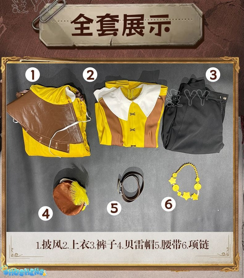 Andrew Kreiss Grave Keeper Cosplay Costume Game Identity V Uniform With Cloak Beret Halloween Party Role Play Outfit
