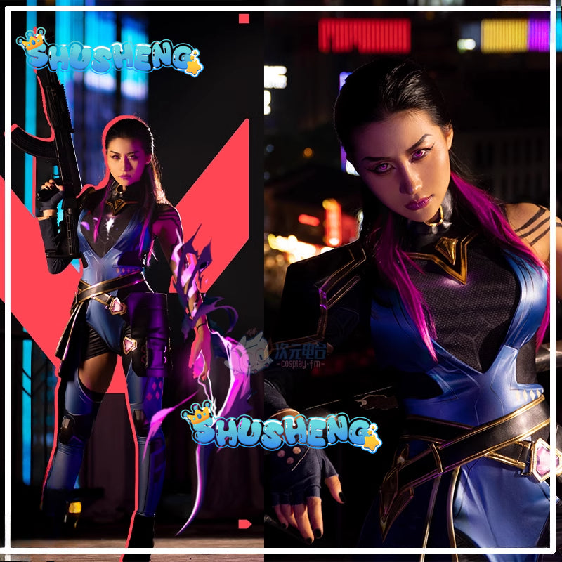 Anime Game Valorant Cosplay Reyna Costume Sexy Jumpsuit Outfits Children Men Women Halloween Carnival Suit Wigs Ring Props Cos