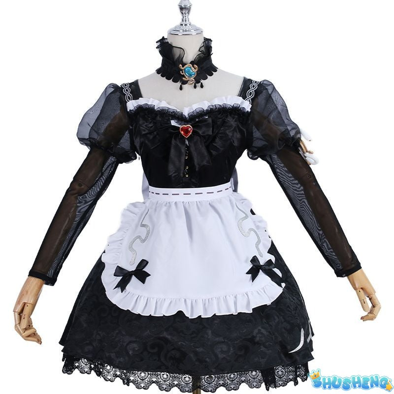 Fiona Gilman Priestess Cosplay Game Identity V Women Costume Black Dress Priestess Crismon Cosplay Wig