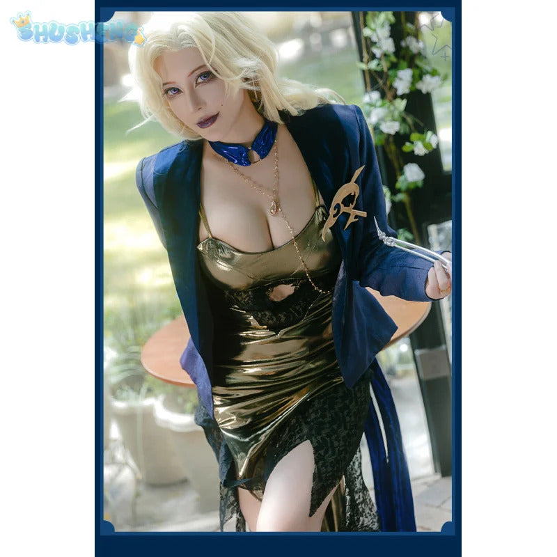 Path to Nowhere Blue Eagle Cospaly Blue vulture Costume Dress, coat, necklace, wig, prop set Halloween sexy women's uniform