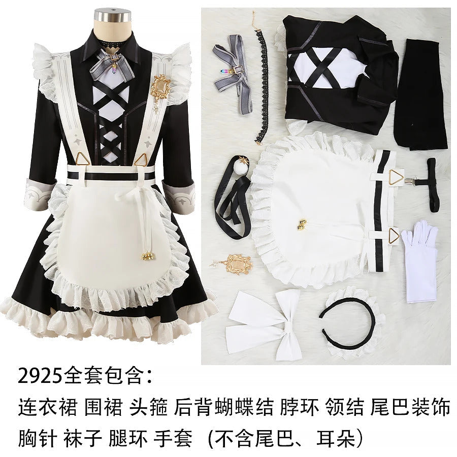 Game Nu: Carnival Eiden Cosplay Costume Sweet Maid Dress Halloween Carnival Lolita Uniform Accessories Prop Woman Man Eiden Set