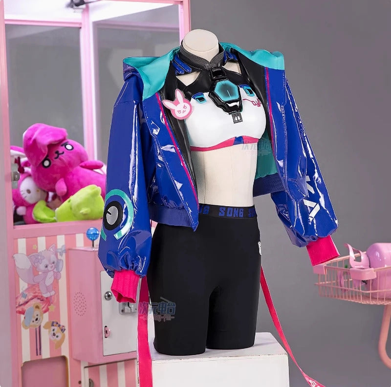 OW D.Va Overwatch Cosplay Tokyo Official Valley Costume Leather jacket strapless pants wig prop set Halloween fashion uniform