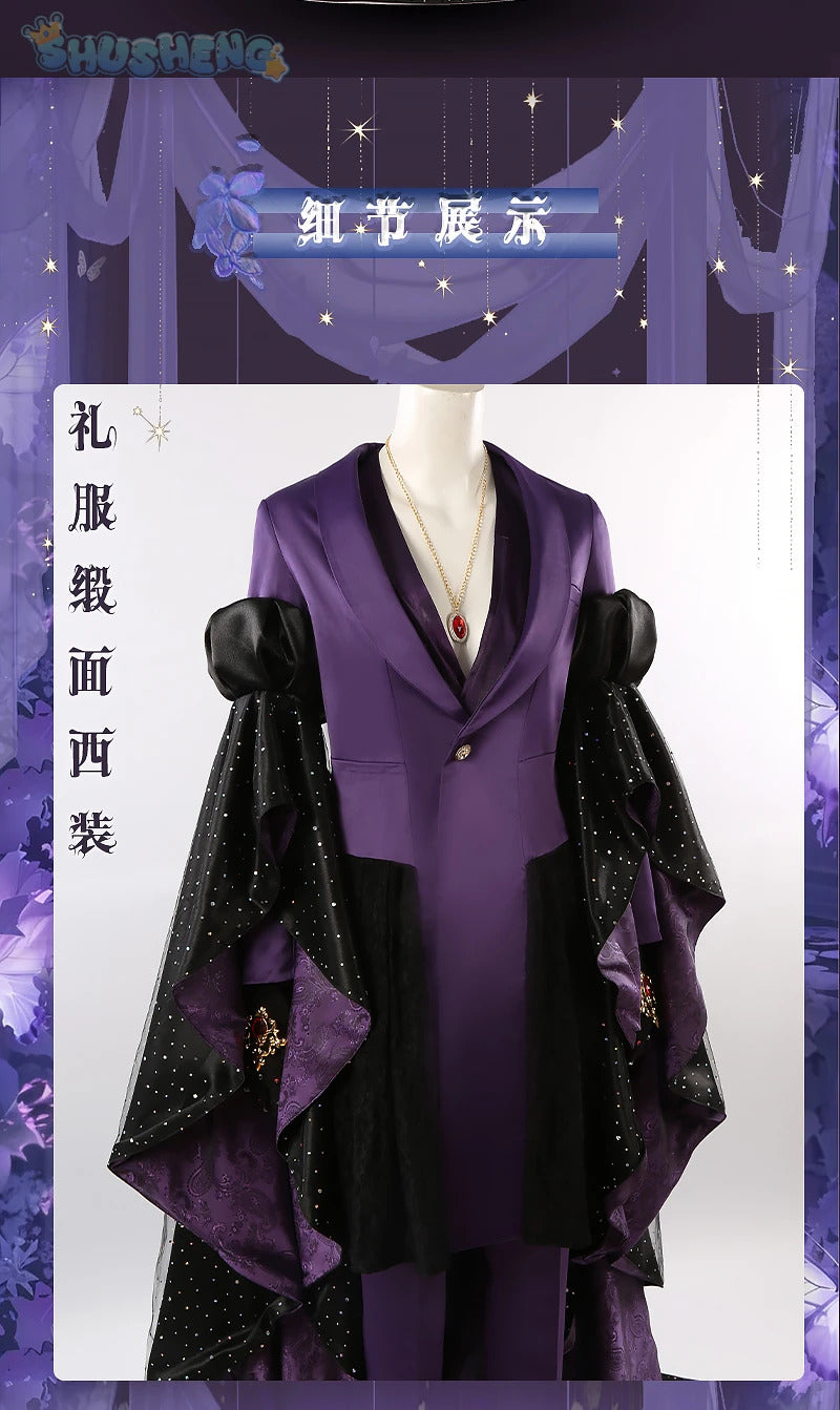 Game Twisted Wonderland Cosplay Vil Schoenheit Costume Tail necklace gloves purple gorgeous sexy dress Halloween uniform XS-XXXL