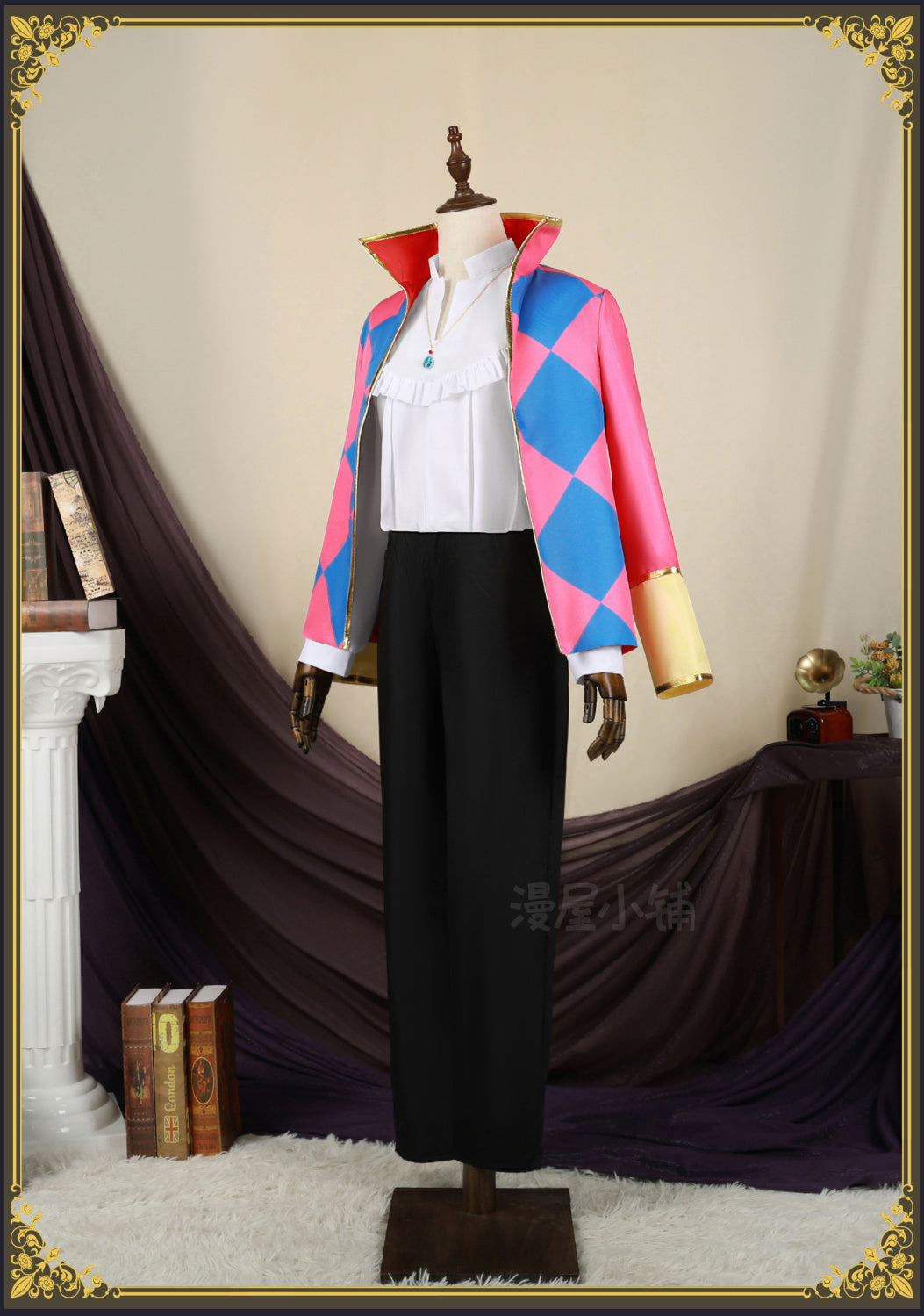 Howl Cosplay Costume Anime Full Set With Jacket Shirt Pants Necklace Earnings For Halloween Comic Con Big Size Howl Outfits