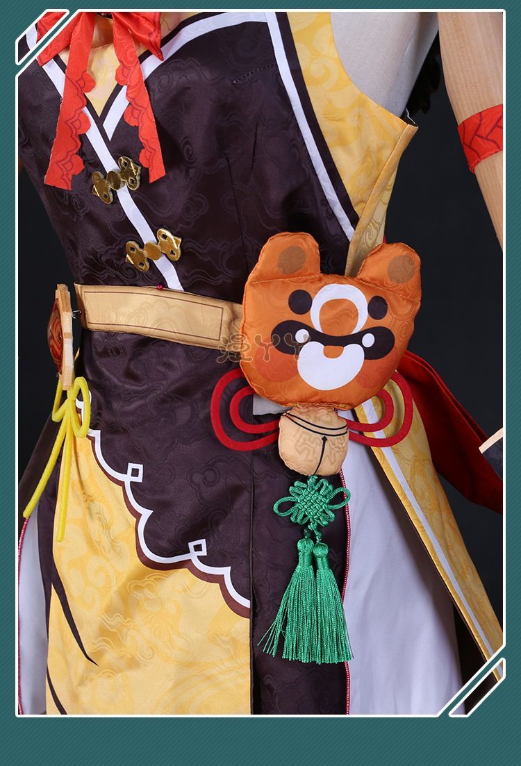 Xiangling Cosplay Game Genshin Impact Costume Wig for Cosplay Anime Halloween Head Chef Outfit Xiang Ling Full Set Include Dress
