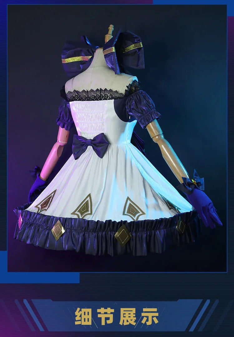 Shusheng-R LOL Gwen Cosplay Costume Dark Gothic Style Ruined Doll Outfit League Legends Cos Women Halloween Party Dress Custom