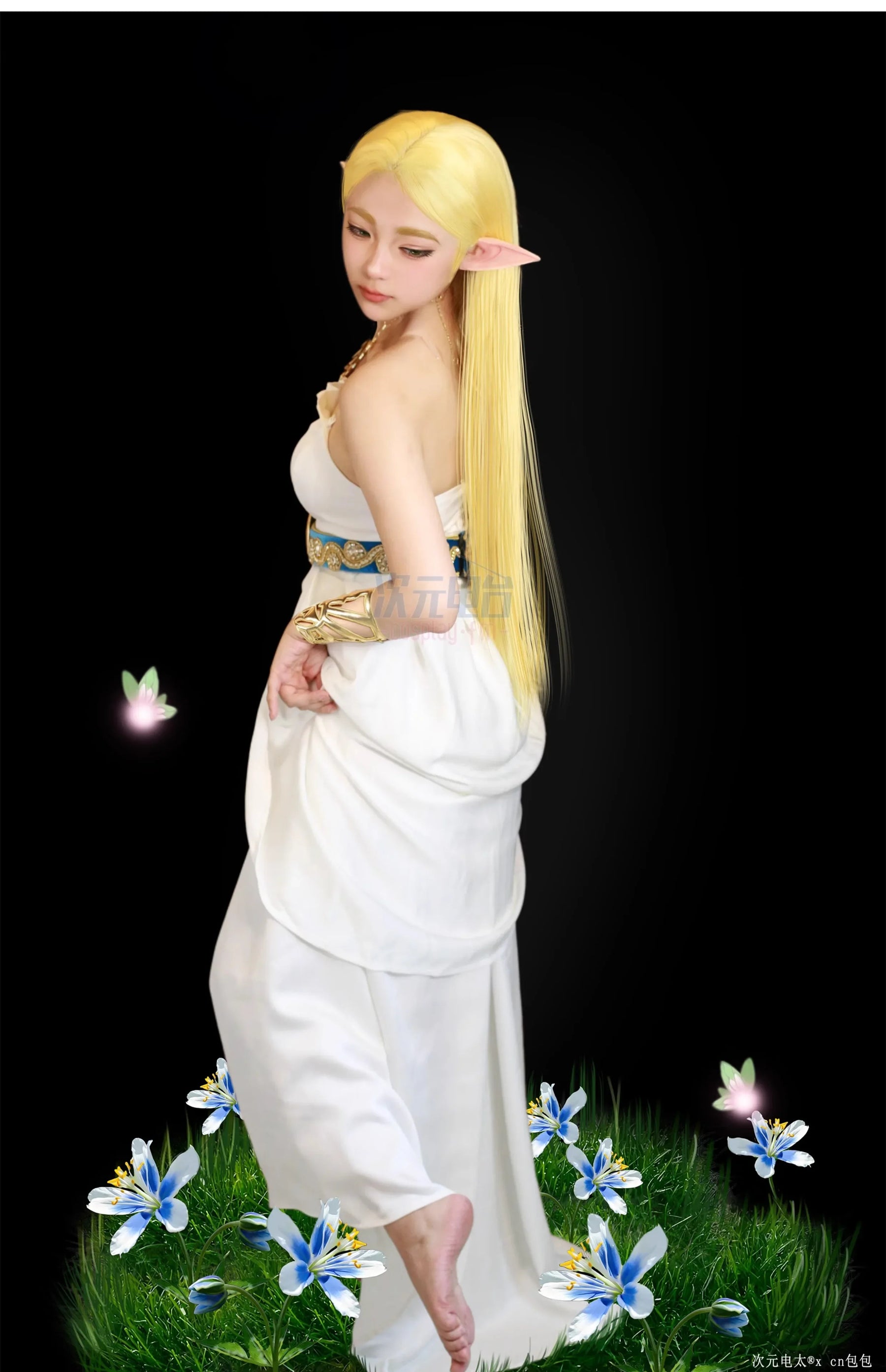 Game Zelda: Breath of the Wild Zelda Cosplay Costume Dress Belt Earrings Necklace Glove Set Halloween Party Sexy Women Uniform