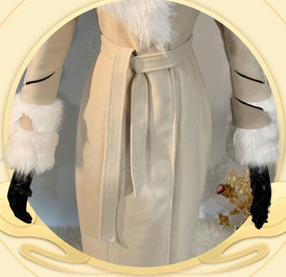 Evelyn Mora Cosplay Game Identity ⅤMs. Farrow Cosplay Costume Woman Coat Scarf Necklace Gloves Outfit Set for Women Clothing