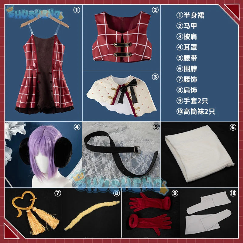 Shusheng Vtuber Nijisanji Uduki Kohh MV Game Suit Lovely Uniform Cosplay Costume Halloween Carnival Party Role Play Outfit