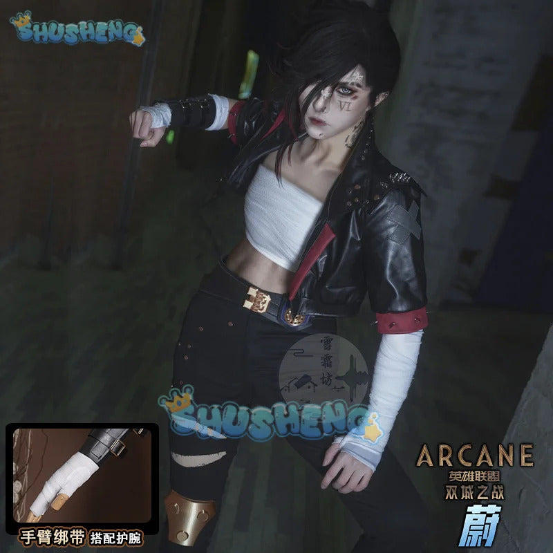 Shusheng LoL Arcane Season 2 Vi Cosplay Costume Uniform Halloween Carnival Party Christmas Play Role Clothes Clothing for Women