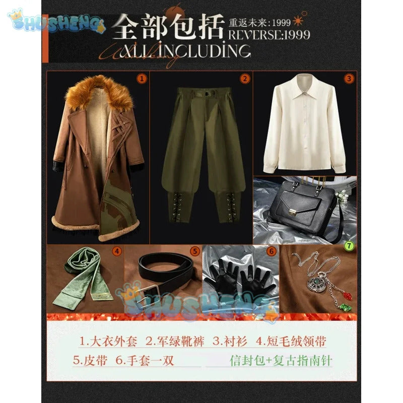 Reverse:1999 Windsong Cosplay Costume Coat shirt tie belt gloves necklace Halloween party Handsome man Woman uniform Full Set