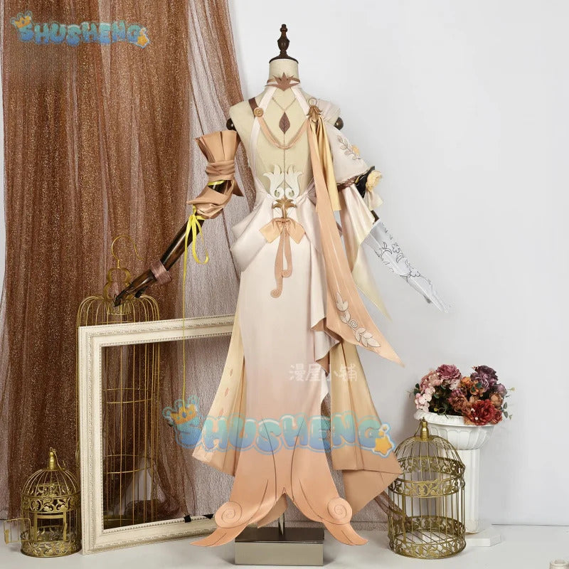 Honkai Star Rail Aglaea Cosplay Costume Wig Dress Headwear Amphoreus The Goldweaver Carnival Halloween Party Women Props