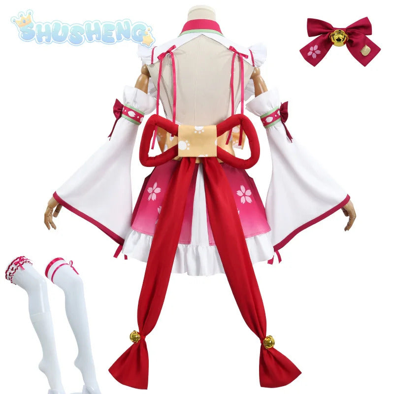Virtual VTuber Sakura Miko Cosplay Hololive miko Costume Sexy Lolita maid dress wig prop set girls party Christmas gift elite