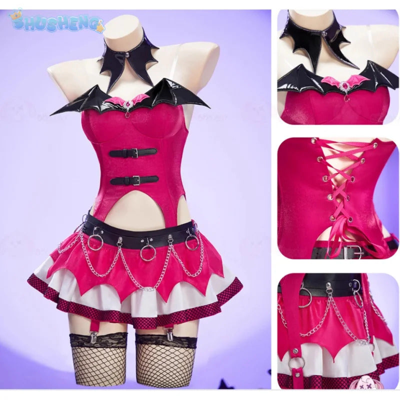 Monster Cos High Draculaura Cosplay Costume Women's Halloween party fantasy uniform dress props socks brooch earrings new set