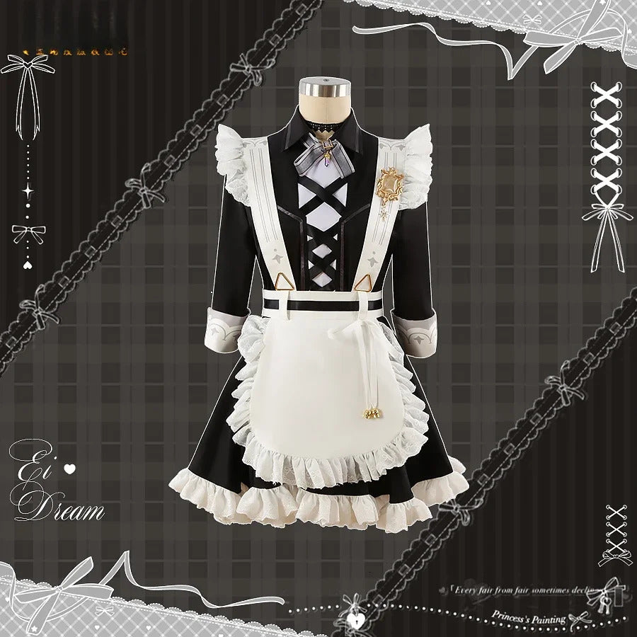 Game Nu: Carnival Eiden Cosplay Costume Sweet Maid Dress Halloween Carnival Lolita Uniform Accessories Prop Woman Man Eiden Set
