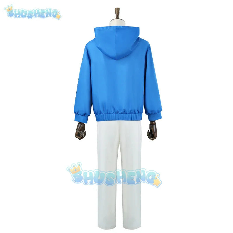 Anime Sakamoto Days Shin Asakura Cosplay Costume Blue Sweatshirt Assassin Halloween Party Women Men Props Accessory