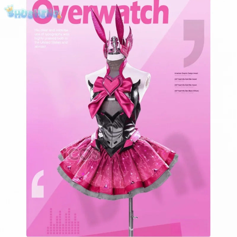 D.Va Overwatch Cosplay Magical Girl Costume High quality leather dress wig prop sock gloves set Halloween fashion women uniform