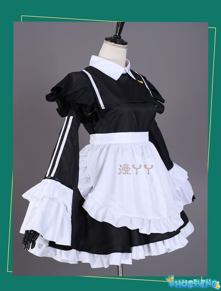 Hatsune Miku Black White Maid Apron Dress Uniform Outfit Anime Cosplay Costumes