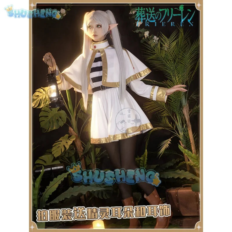Anime Frieren bei der Beerdigung Cos Frieren Cosplay Kostüm Kleid komplettes Set