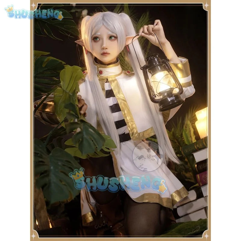 Anime Frieren bei der Beerdigung Cos Frieren Cosplay Kostüm Kleid komplettes Set