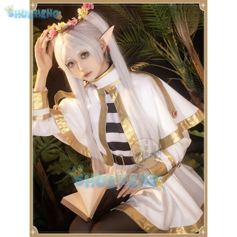 Anime Frieren bei der Beerdigung Cos Frieren Cosplay Kostüm Kleid komplettes Set
