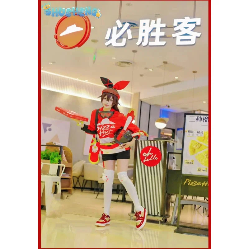 Anime Genshin Impact Amber Linkage Waiter Game Suit Lovely Uniform Cosplay Costume Halloween Party Outfit IN STOCK