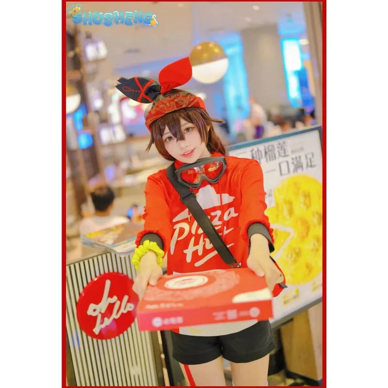 Anime Genshin Impact Amber Linkage Waiter Game Suit Lovely Uniform Cosplay Costume Halloween Party Outfit IN STOCK