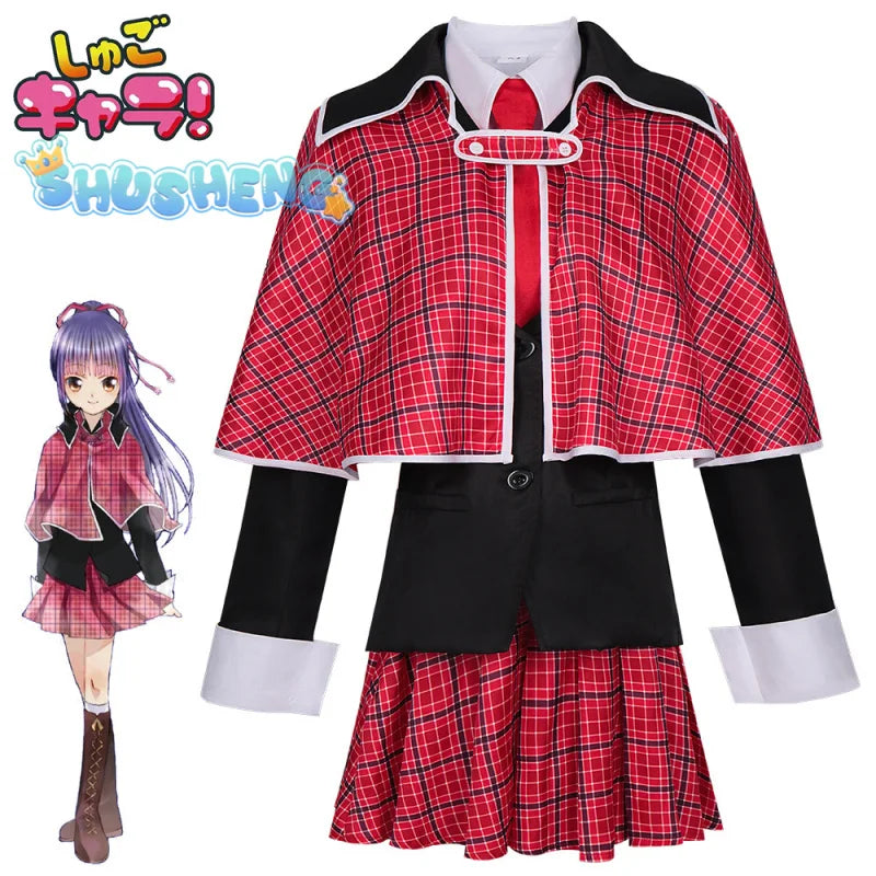Anime Shugo Chara Cosplay Costume for Women Men Amu Hinamori School Uniform Halloween Clothes Set