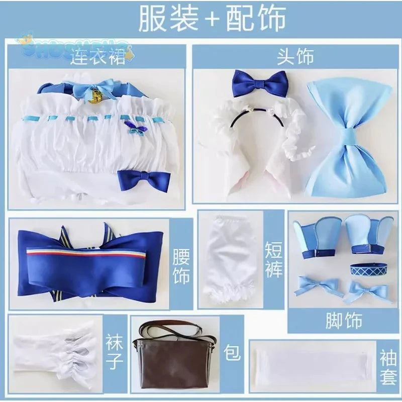 Arknights Eyjafjalla The Hvit Aska Picnic Cosplay Costume Cute and Sweet Lolita Dress Halloween Party Custom Uniform