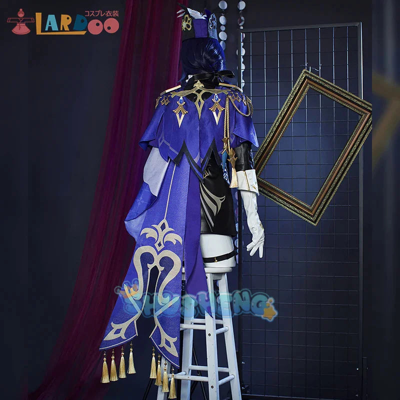 Clorinde Cosplay Kostüm Perücke Hut Spiel Genshin Impact Fontaine Champion Duelist Furinas Leibwächter Ohrringe Umhang Kleid