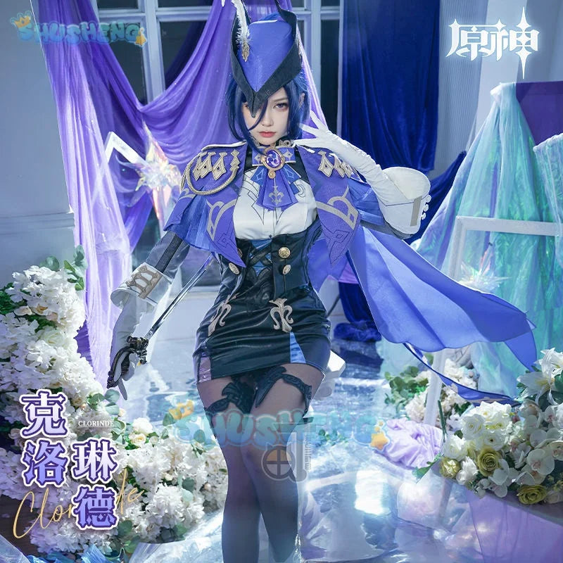 Clorinde Cosplay Set Spiel Genshin Impact Cosplay Frauen Mädchen Kleid Cosplays Outfit Halloween Party Unifrom