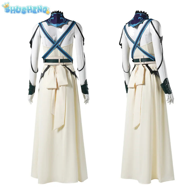 FF7 VII Cosplay Costume Aerith Gainsborough Kingdee Amusement Park Dress Outfits Women Halloween Party Clothes For S-XXXL