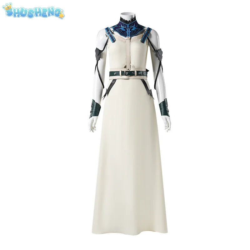 FF7 VII Cosplay Costume Aerith Gainsborough Kingdee Amusement Park Dress Outfits Women Halloween Party Clothes For S-XXXL